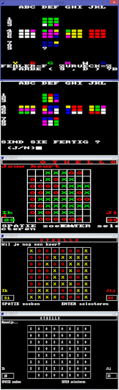 OTHELLO: die drei Modi des CPC / KUBUS: zwei Screenshots vom CPC